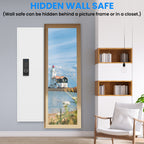 53' Fingerprint Touch Panel In-Wall Safe,Hidden Wall Gun Safe for Rifles with Adjustable Shelves,Assembled Storage Multifunct