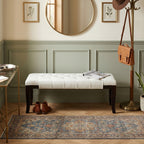 Linon Tufted Bench, Faux Leather, White - Grand Goldman Shop