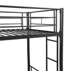 Modern Twin Over Twin Metal Bunk Bed with Trundle Black Durable Space-Saving Design - Grand Goldman Shop