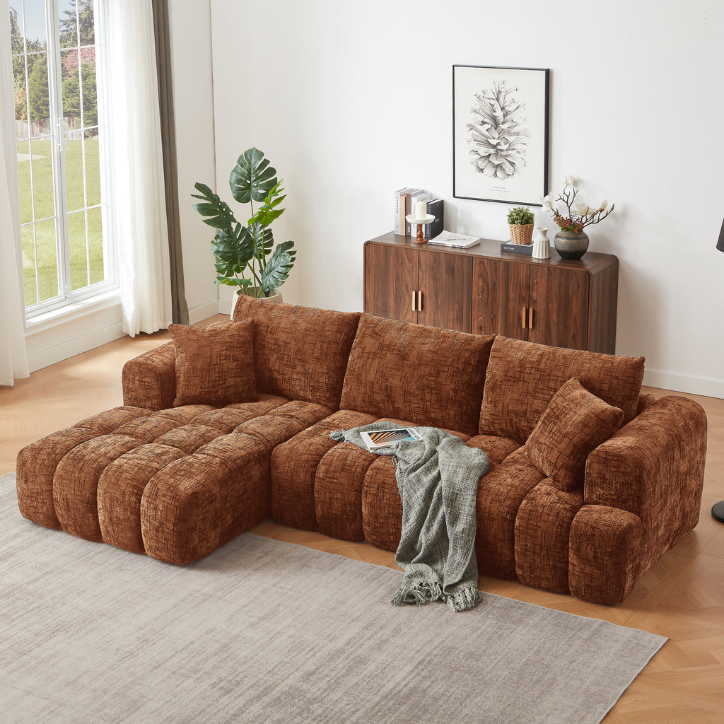 Chenille L-Shape Luxury Sectional Oversized Sofa,Mnimalist Design,Comfy Sleeper Couch for Living Room,Apartment&Reception Spaces,No Assembly Required - Grand Goldman Shop