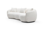 Mid Century Modern Curved Living Room Sofa, 4-Seat Boucle Fabric Couch for Bedroom, Office, Apartment, off white(beige and white) - Grand Goldman Shop