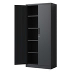 Heavy Metal 72'H Garage Storage Cabinet with Locking Doors, Black Steel, Adjustable Shelves | Premium Home Decor - Grand Gold