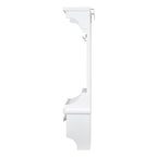 Floating Makeup Vanity with Big Mirror, Wall-Mounted Storage Vanity with Drawers, Pockets & Hooks, Space-Saving Decorative Home Organizer, White, Engineered Wood, 23.8 x 6.1 x 31.8 inches - Grand Goldman Shop
