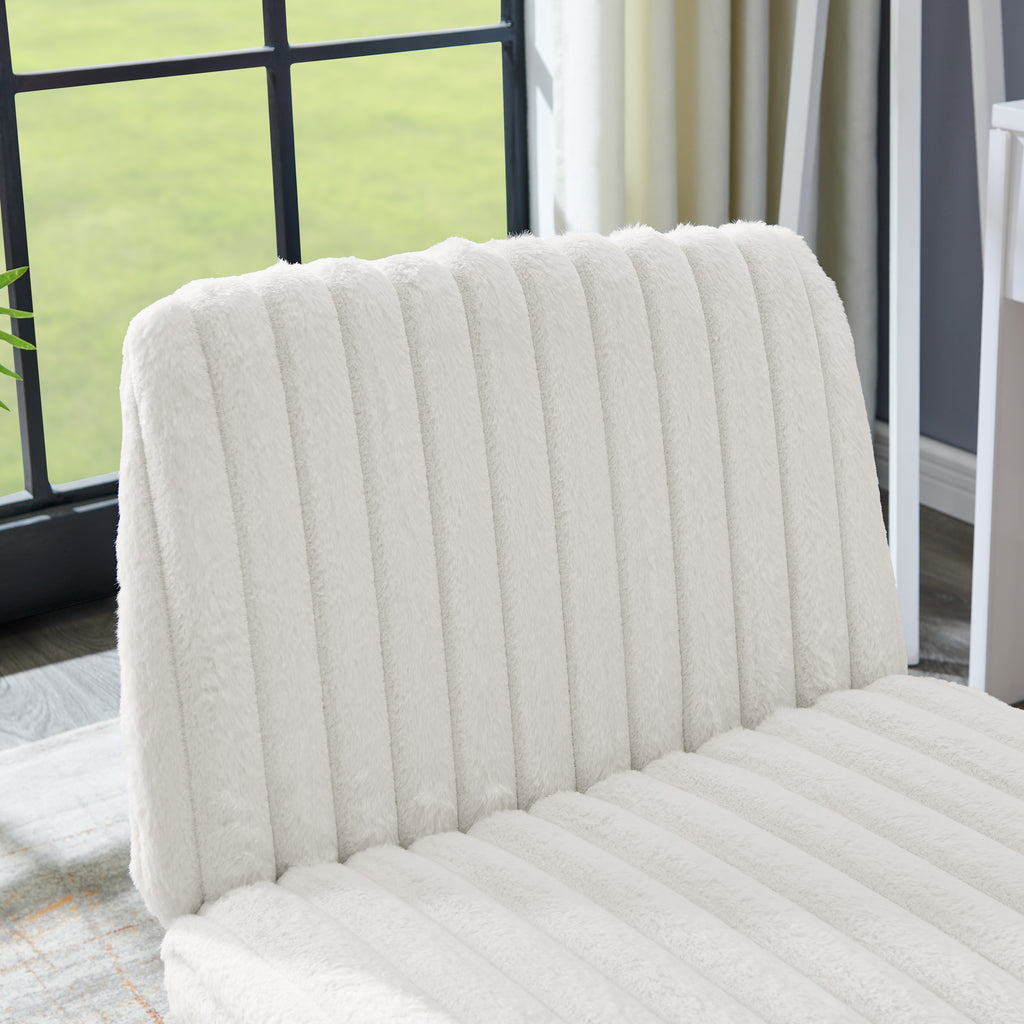 Blynn Adjustable Swivel Criss Cross Chair, Wide Seat Office Chair Vanity Chair, Cream White - Grand Goldman
