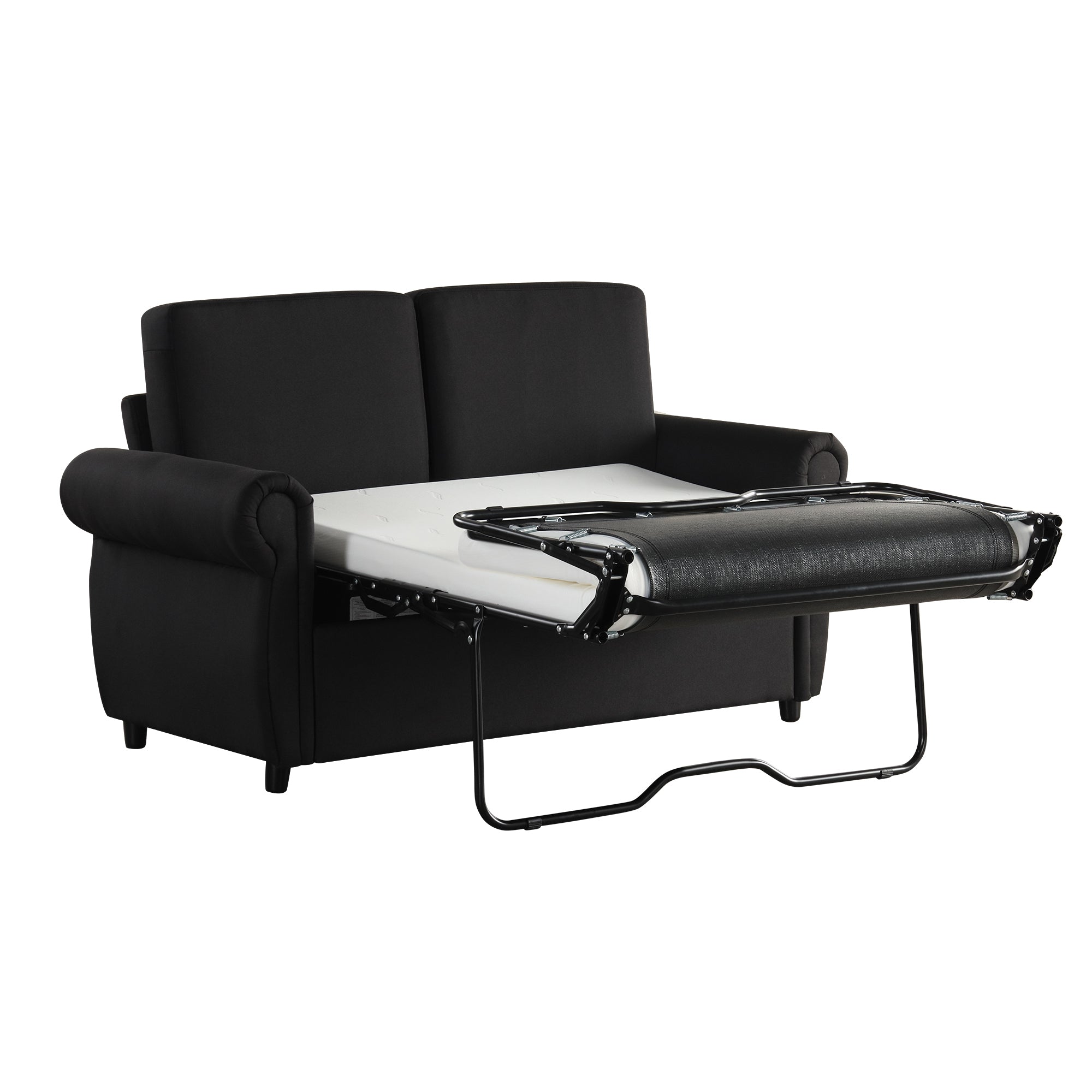 Orisfur Pull Out Sofa Bed Loveseat Sleeper with Twin Size Memory Foam Mattress & USB Ports, Black Linen - Grand Goldman Shop