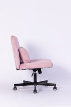 Light Pink Velvet Criss Cross Armless Office Chair with Wheels - Comfortable & Stylish for Home Office, Meditation, and Makeu