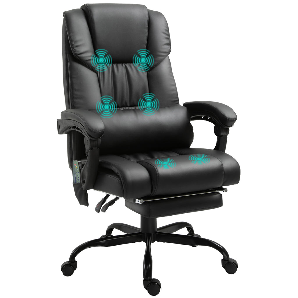 Vinsetto High Back Massage Office Chair with 6 Vibration Points, PU Leather Reclining Computer Chair, Ergonomic Office Chair 