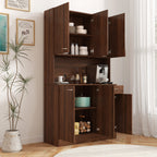 70.87' Tall Wardrobe& Kitchen Cabinet, with 6-Doors, 1-Open Shelves and 1-Drawer for bedroom,Walnut - Grand Goldman Shop