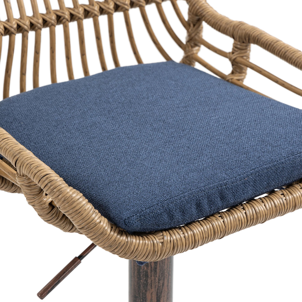 COOLMORE Modern Swivel Bar Stools Set of 2 Adjustable Counter Height Chairs with Footrest Blue Linen - Grand Goldman Shop
