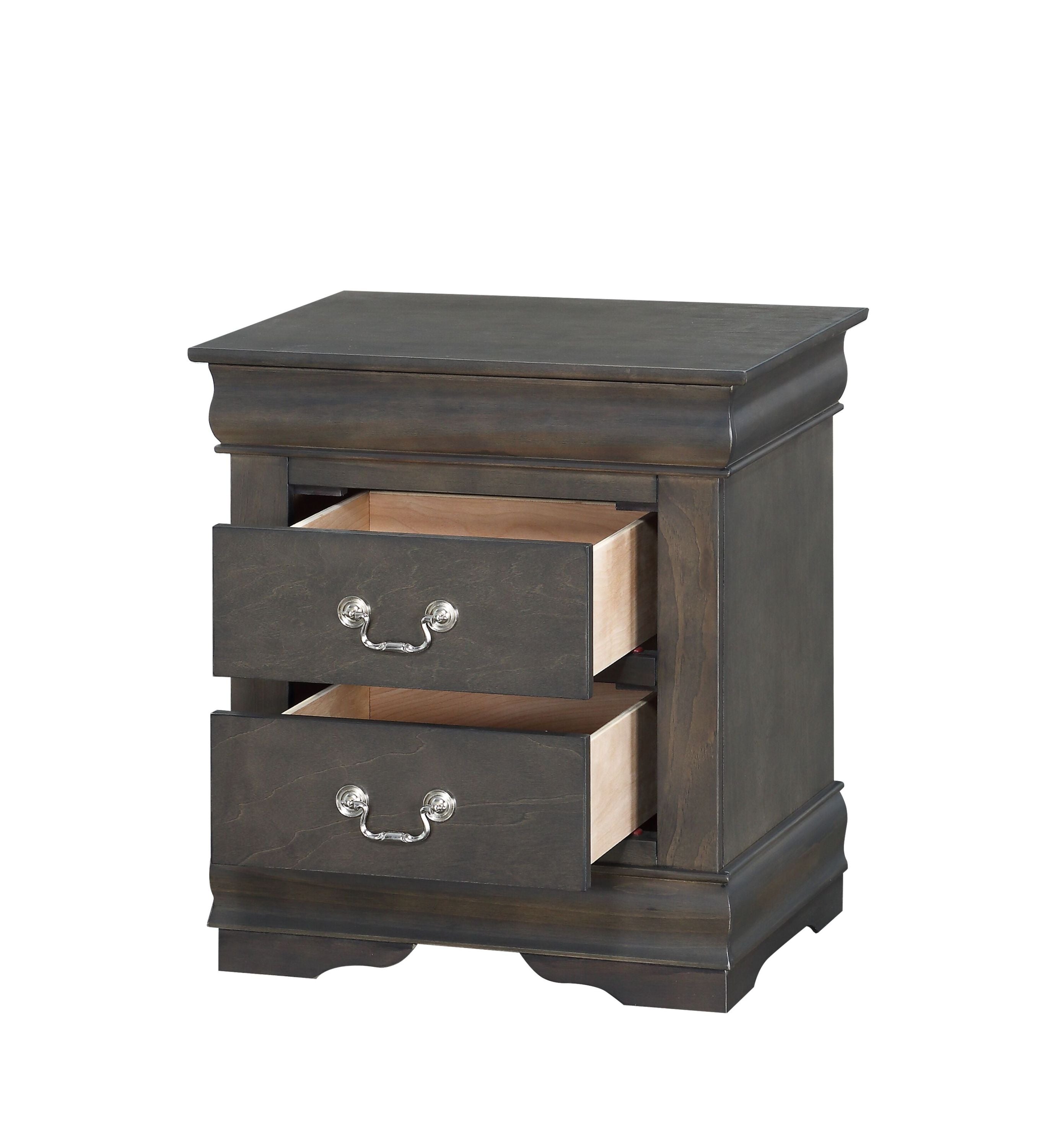 Louis Philippe Dark Gray Finish 4 PCS Bedroom Set (E. King) - Grand Goldman Shop