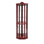 Glass Cabinet Lighted Corner Cabinet Corner Display Curio Cabinet, Glass Display With Light(Included)Bar Cabinet,Wine Cabinet with Adjustable Glass Shelves Carved Decoration Cherry Light(Included) - Grand Goldman Shop