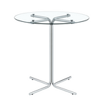 Round glass bar high table, 36 inch round bar table, tempered glass tabletop, sturdy silver chrome plated four column support, suitable for transparent round bar tables in small spaces, kitchens - Grand Goldman Shop