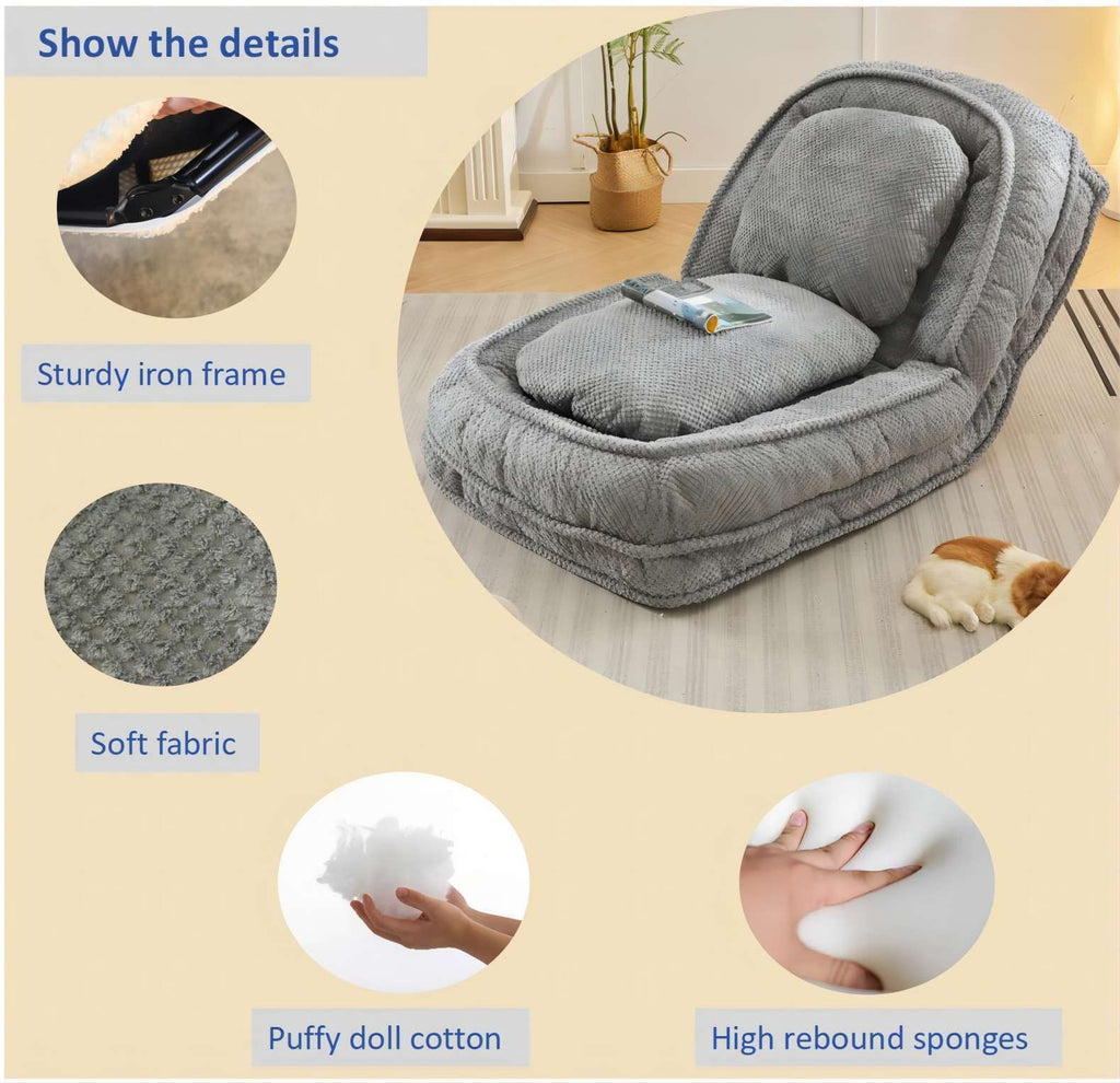 [VIDEO provided] Human Dog Bed ,Lazy Sofa Couch ,5 Adjustable Position,sit,sleep,fold,suit to put in bedroom, living room ,Space Saving Design,Gray - Grand Goldman Shop