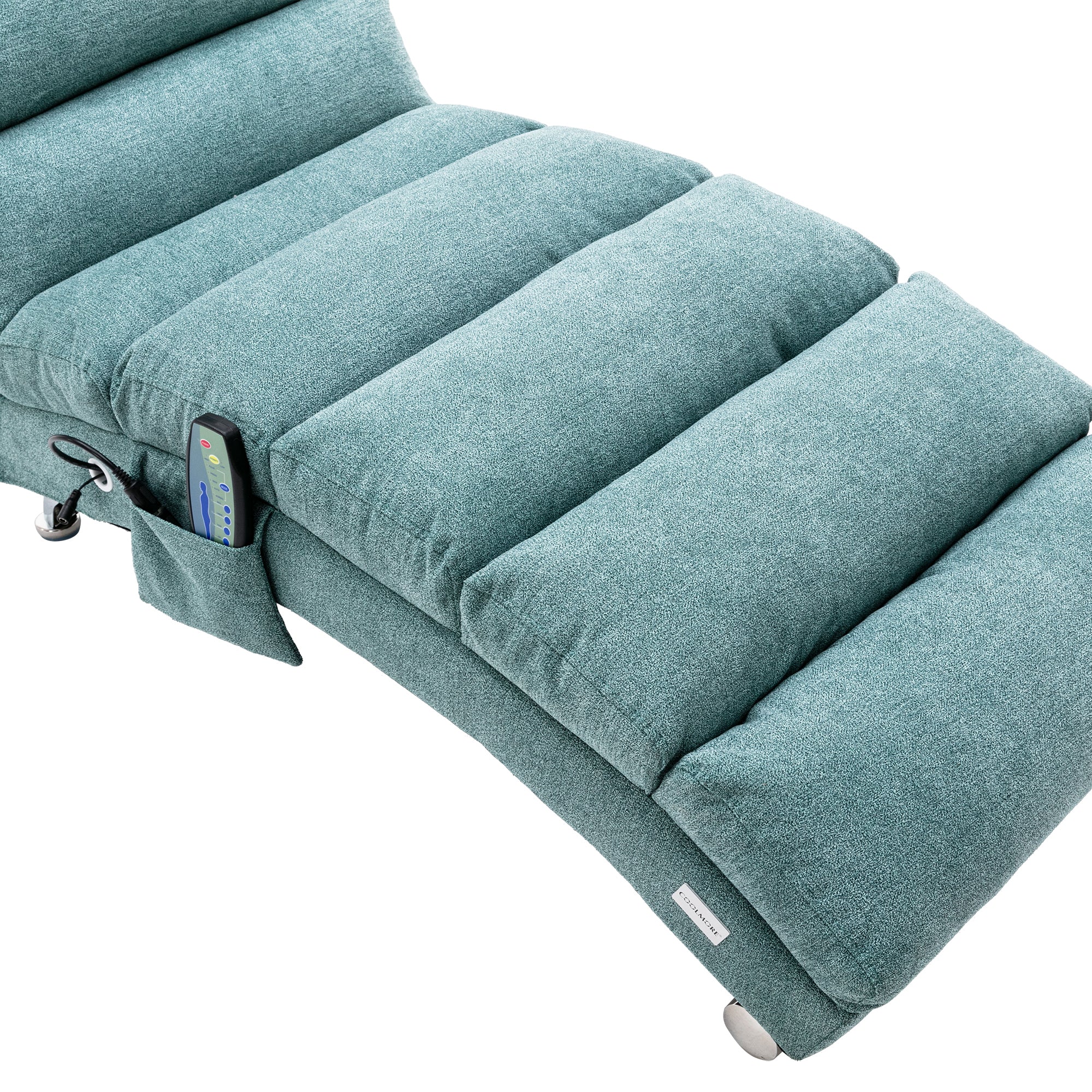 Ergonomic Electric Massage Chaise Lounge with Remote Control, Teal Linen Upholstery, 5 Modes for Relaxation - Grand Goldman Shop