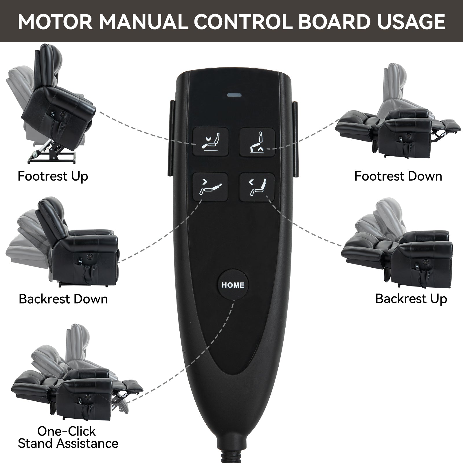 Power Lift Recliner Chair Heat Massage Dual Motor Infinite Position Up to 350 LBS, Genuine Leather, Heavy Duty Motion Mechanism with USB Ports, Black - Grand Goldman Shop