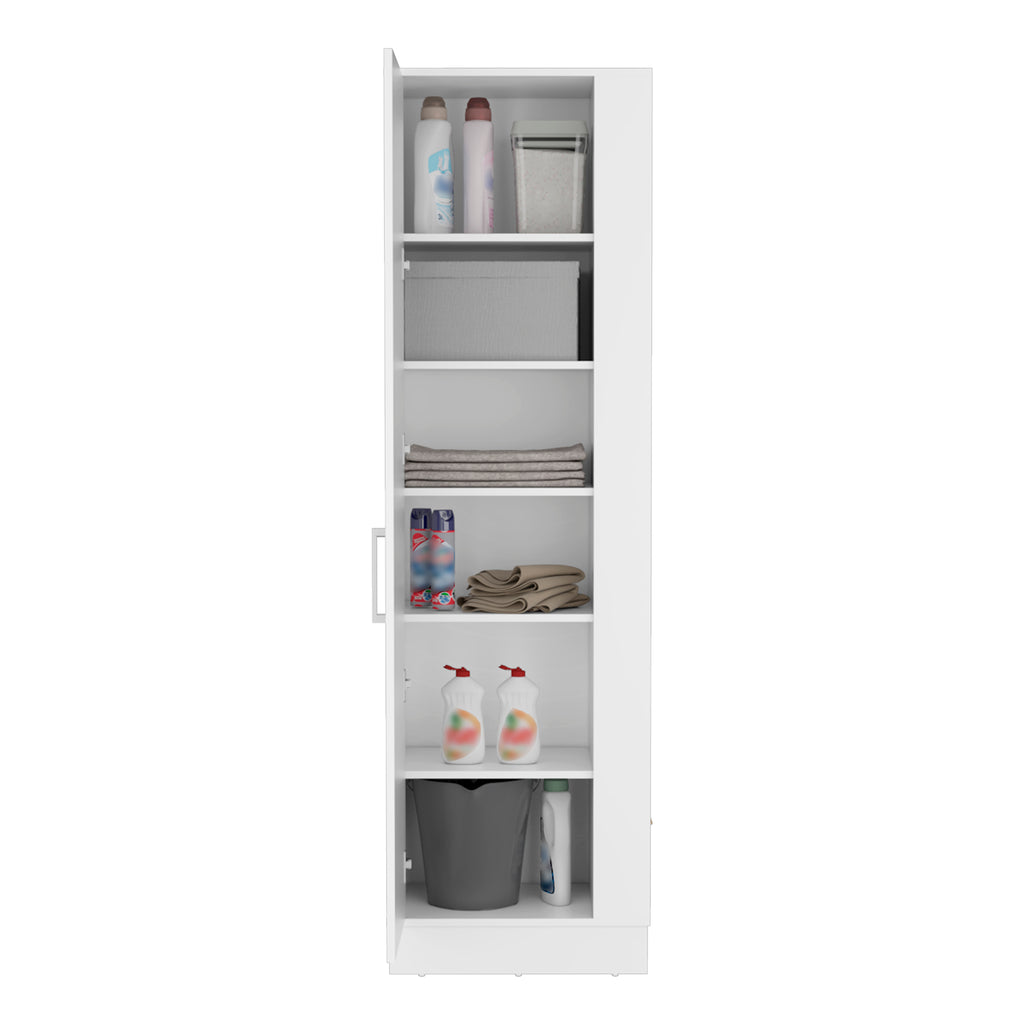 Lilo Storage Cabinet, Broom Hangers, Internal Shelves -White - Grand Goldman