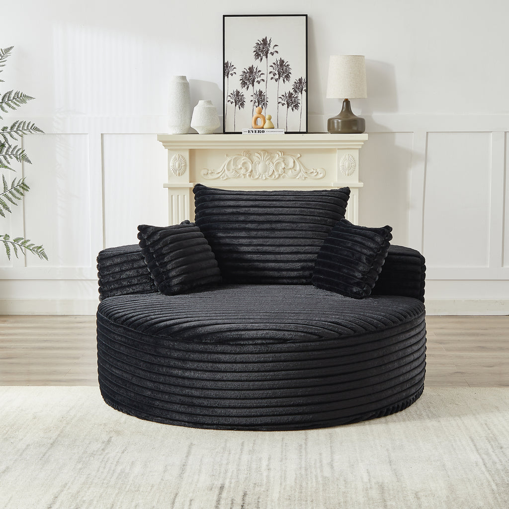 55'L Corduroy Sponge single sofa,No Assembly Required,Fluffy Modern Sleeper Chair for Living room, Bedroom, Lounge and Projection Room(Not a swivel chair.) - Grand Goldman Shop