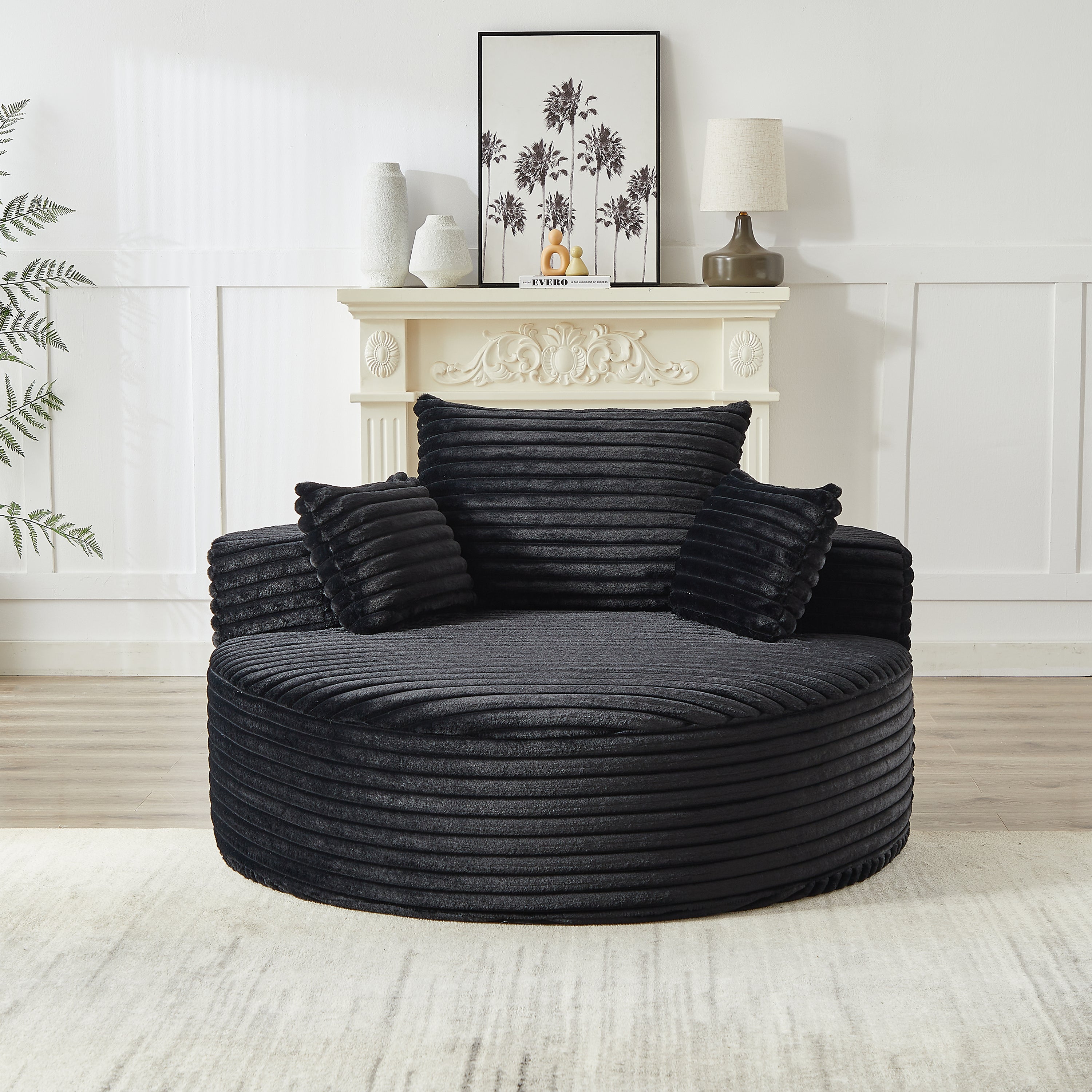 55'L Corduroy Sponge single sofa,No Assembly Required,Fluffy Modern Sleeper Chair for Living room, Bedroom, Lounge and Projection Room(Not a swivel chair.) - Grand Goldman Shop