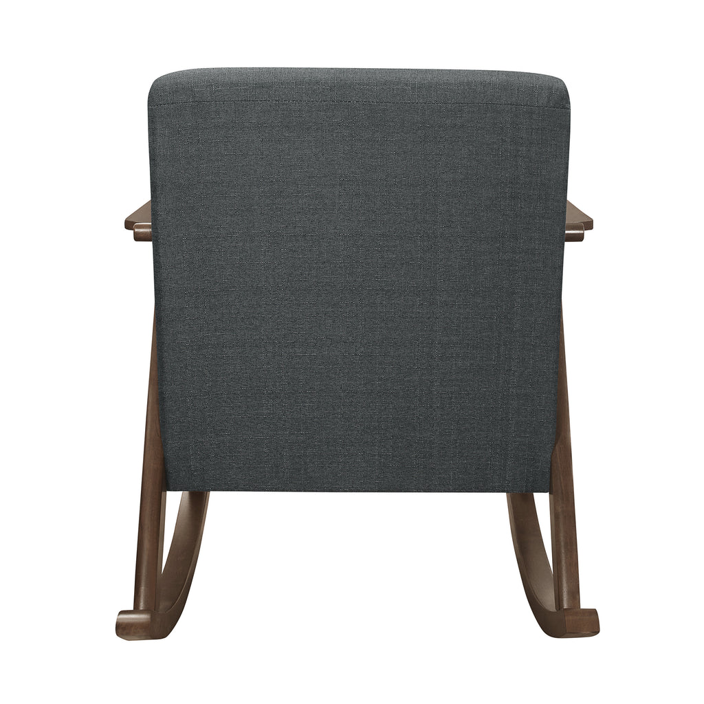 Modern Home Furniture 1pc Rocking Chair Dark Gray Fabric Upholstered Dark Walnut Finish Wood Cushion Seat and Back - Grand Goldman Shop