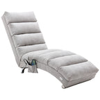 Light Grey Linen Massage Chaise Lounge Indoor with Remote Control, Ergonomic Electric Massage Lounger with 5 Modes - Grand Goldman Shop