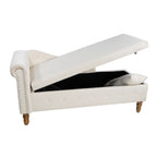 Beige Chaise Lounge Indoor, Velvet Lounge Chair for Bedroom with Storage & Pillow, Modern Upholstered Rolled Arm Chase Lounge for Sleeping with Nailhead Trim for Living Room Bedroom Office - Grand Goldman Shop