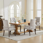 Upholstered Chenille Fabric Accent Dining Chair, Curved Solid Wood Legs, Elegant Tufted Club Dining Room Kitchen Room Arm Dining Chair, Single Pack,Beige,SW1895BG - Grand Goldman Shop