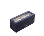 9.3' Long Tempered Glass and Leather Jewelry / Watch Display with Drawers, Blue - Grand Goldman Shop