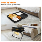 Hofitlead Wooden Luggage Rack, Folding Luggage Rack Suitcase Stand with Storage Shelf for Home Guest Room Bedroom Hotel,Black