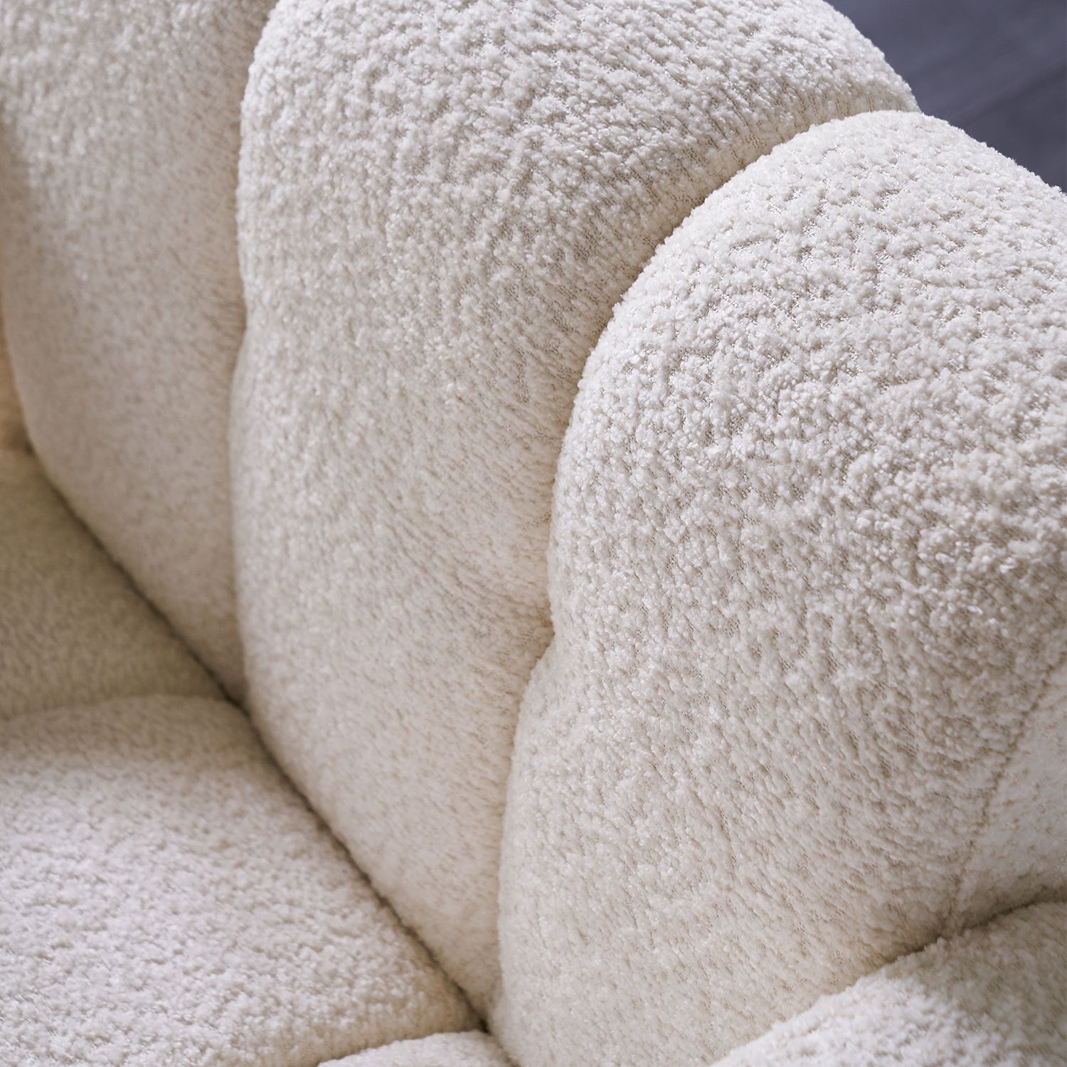Stylish Boucle Upholstered Accent Chair with Solid Wood Frame and High-Density Foam in Beige - Grand Goldman Shop