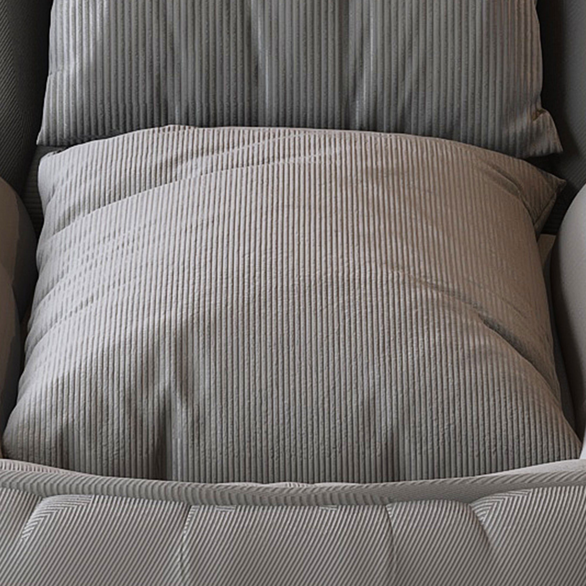 Upholstered Foldable Lazy Sofa Bed for Adults and Pets, 5-Position Adjustable Recliner with 2 Soft Pillows in Grey Corduroy Fabric - Grand Goldman Shop