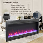 44 inch in wall recessed  electric fireplace with remote and multi color flame & emberbed, LED light heater - Grand Goldman Shop