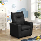 PVC Fabric Kids Recliner Chair with Cupholder, Black - Grand Goldman