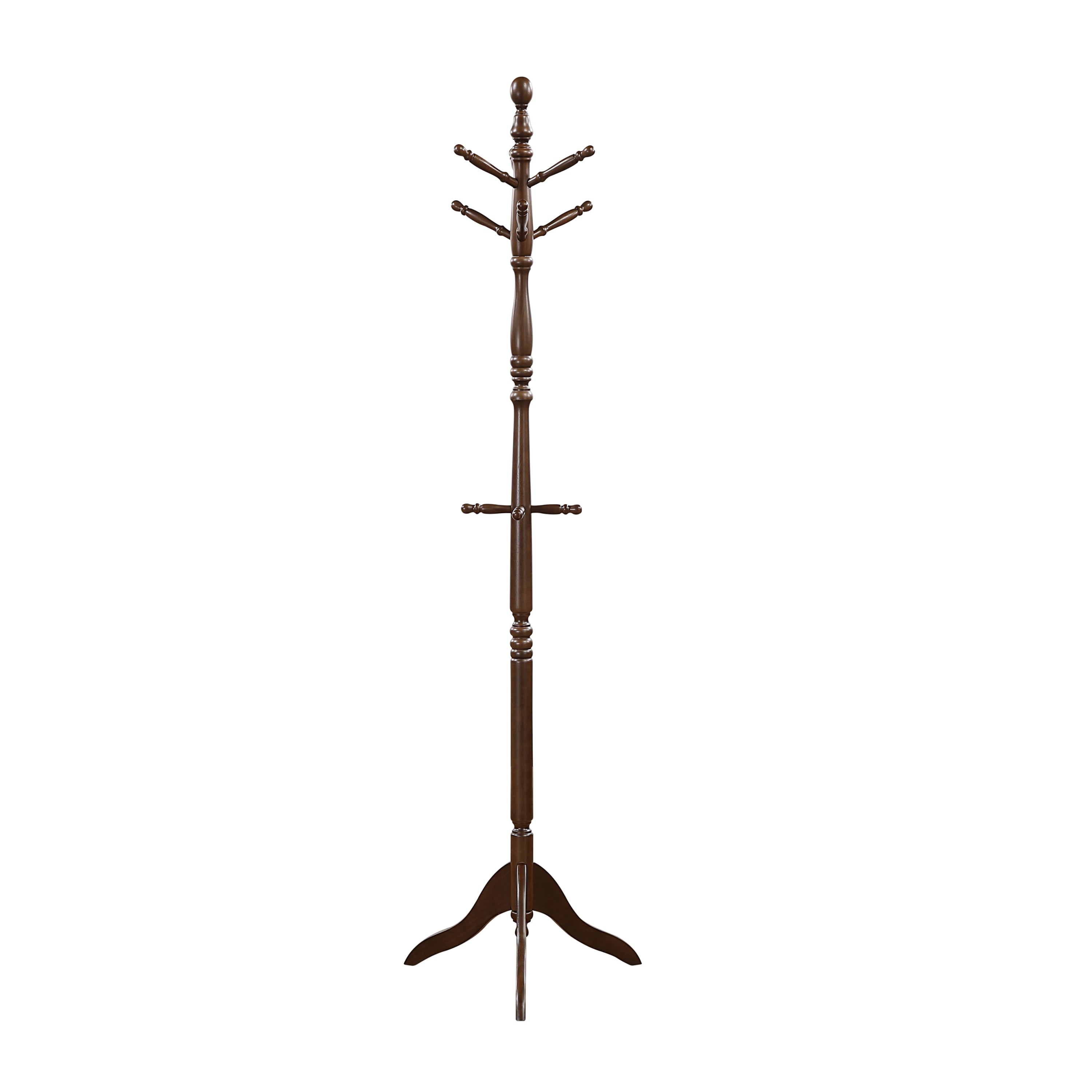 Dark Brown Finish Classic Coat Rack Solid Wood, 10 Hooks Coat Hanger Stand Entryway Home Furniture 1pc - Grand Goldman Shop