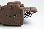 Old age electric lift chair, flat high density foam electric sofa, with heating and massage functions, can tilt to 180 degrees, 2 pocket cup holders, 2 remote controls, 4 OKIN motors - Grand Goldman Shop