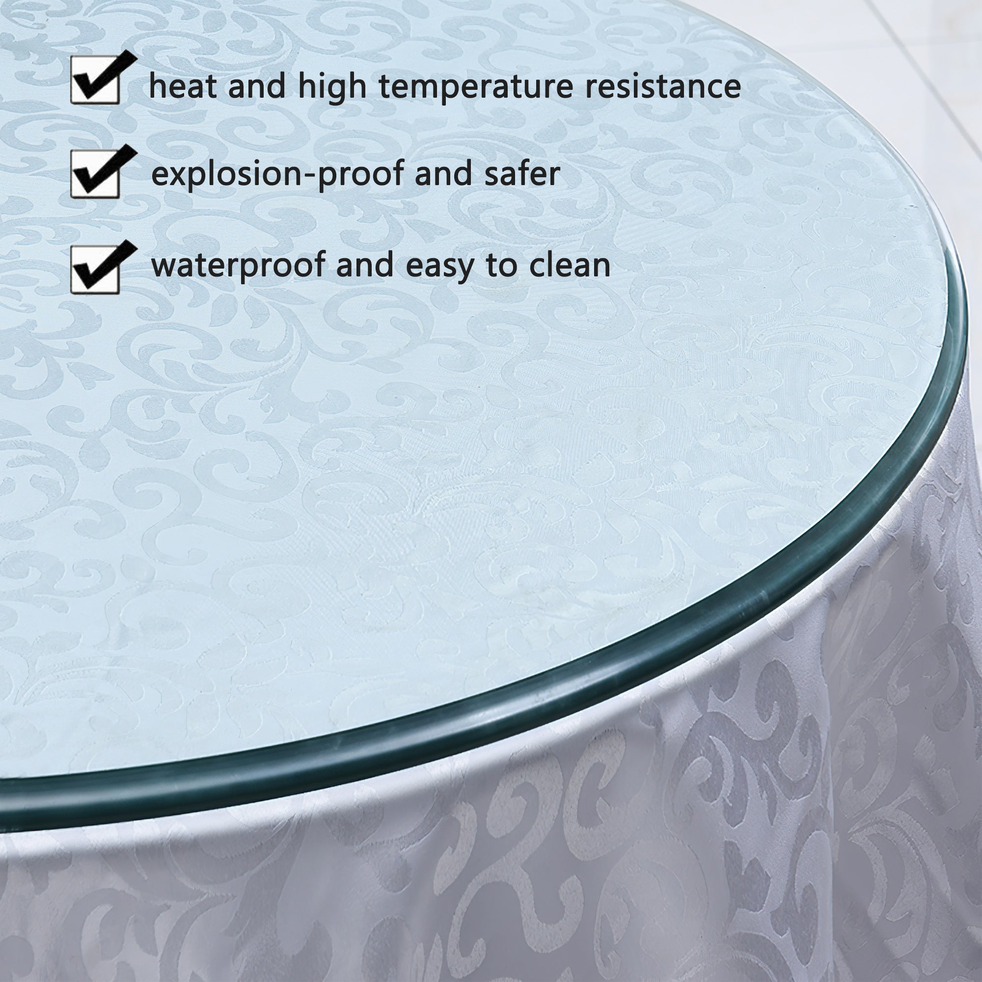 size:18.11 inch.Tempered glass table top round transparent table surface round glass table top round glass sheet. - Grand Goldman Shop