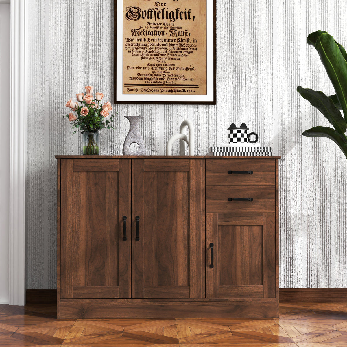 Modern Wood Buffet Sideboard with 2 doors&1 Storage and 2drawers -Entryway Serving Storage Cabinet Doors-Dining Room Console, 43.3 Inch - Grand Goldman Shop