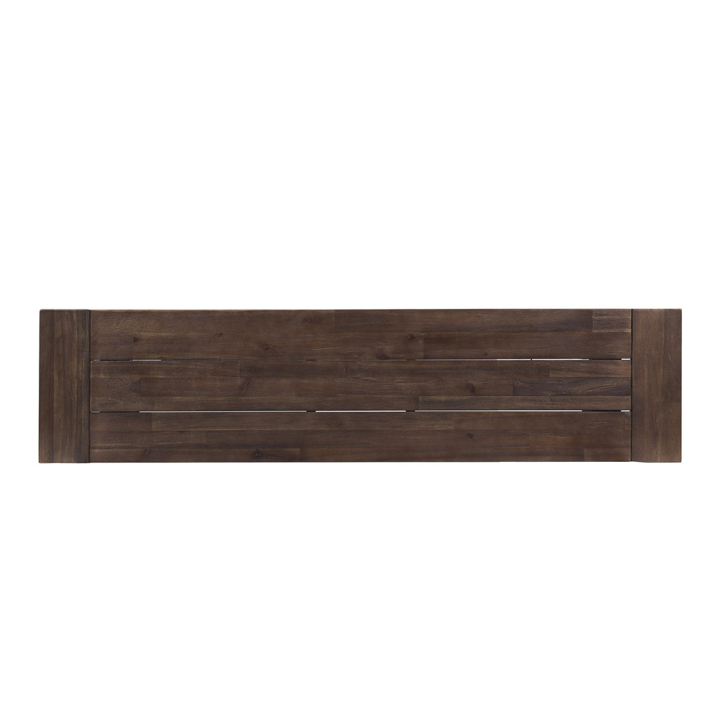 Tranquilizer Outdoor Acacia Wood Bench with Slat Panel Design, Dark Brown and White - Grand Goldman Shop