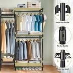 Heavy Duty Garment Rack With 8 Adjustable Wire Shelves and 5 Clothes Rails, Freestanding Closet Organizer, Black Metal - Grand Goldman Shop