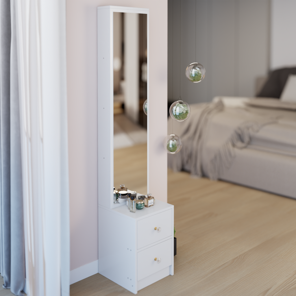 Simple Stylish Dressing Mirror Cabinet, Cosmetic Organizer Cabinet, Jewelry Cabinet, Extra Large Full Body Mirror, Multi Layer High Capacity Storage, 11.8' x 15.7' x 63', EPA, GCC, UL Certificate - Grand Goldman Shop