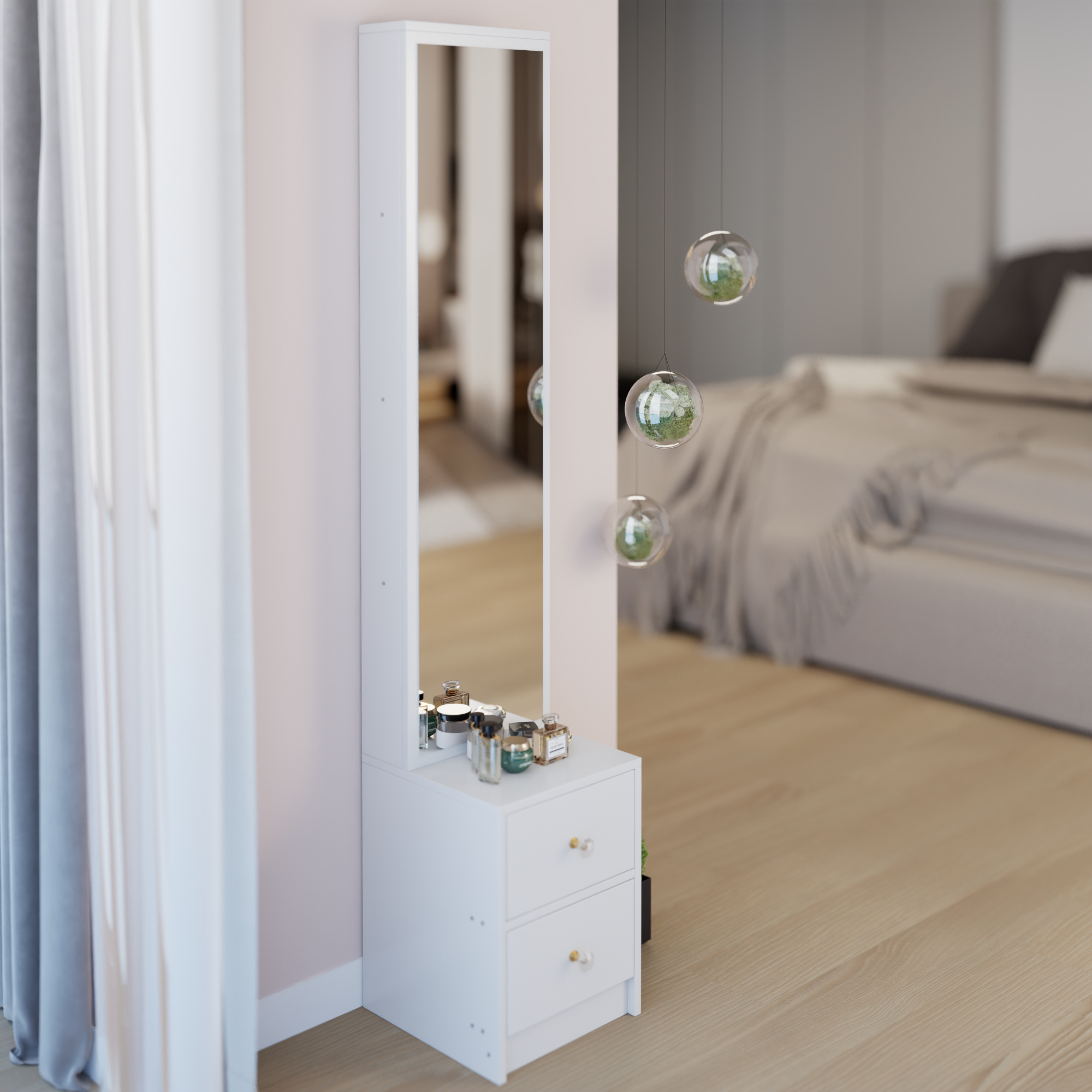 Simple Stylish Dressing Mirror Cabinet, Cosmetic Organizer Cabinet, Jewelry Cabinet, Extra Large Full Body Mirror, Multi Layer High Capacity Storage, 11.8' x 15.7' x 63', EPA, GCC, UL Certificate - Grand Goldman Shop