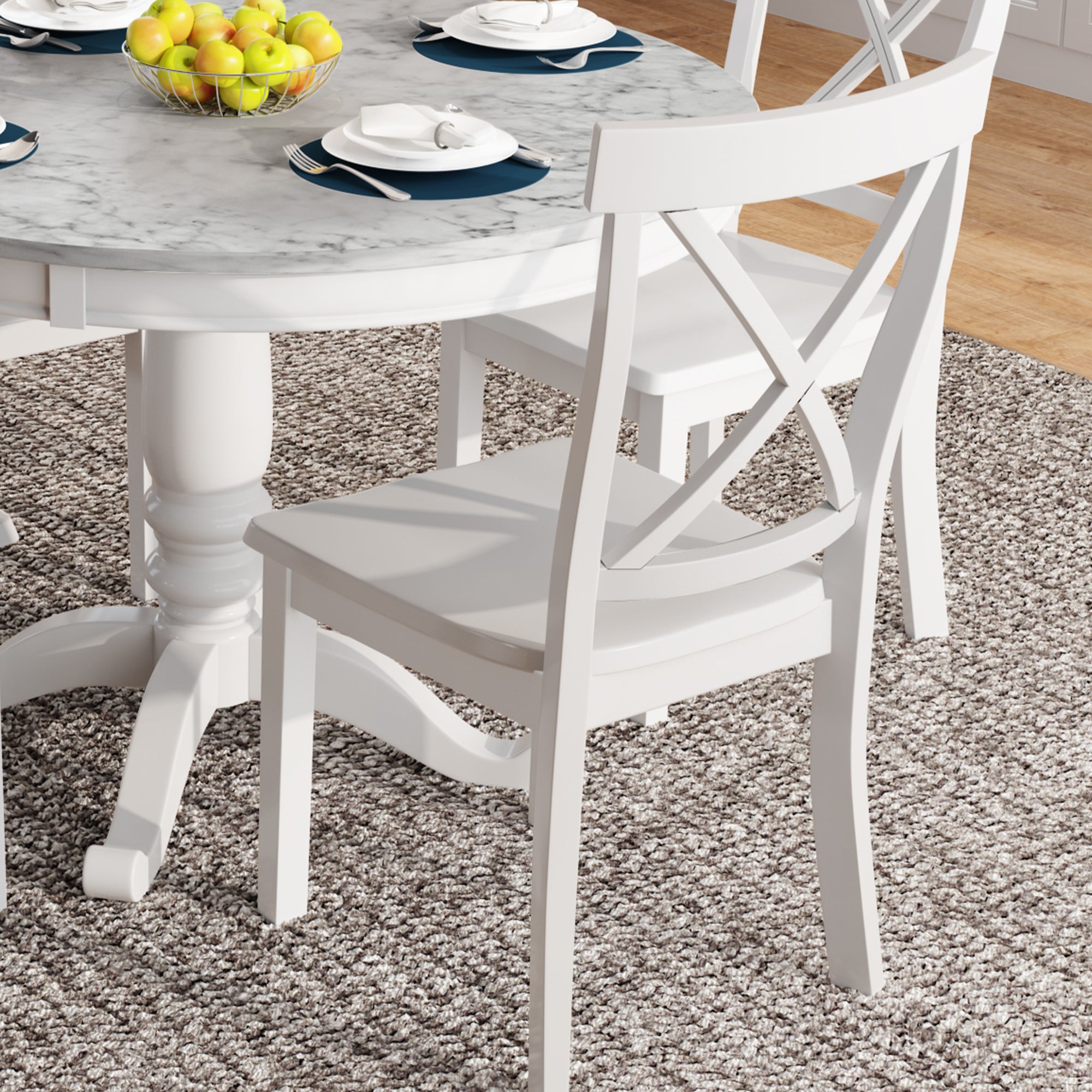 Orisfur. 5 Pieces Dining Table and Chairs Set for 4 Persons, Kitchen Room Solid Wood Table with 4 Chairs - Grand Goldman Shop