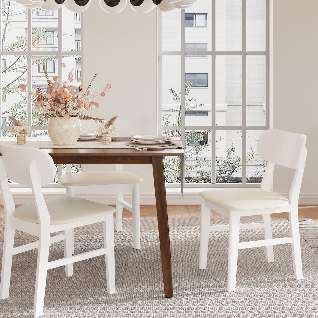 Farmhouse Dining Chairs Set of 2, Modern Faux Leather Upholstered Kitchen&Dining Room Chairs, Side Seating for Kitchen, Dinin