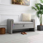 Modern Teddy Upholstered Storage Bench with Arms and Comfy Teddy Fabric in Grey - Grand Goldman Shop