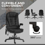 HOMCOM 6 Point Vibrating Massage Office Chair with Heat, Velvet High Back Executive Office Chair with Reclining Backrest, Pad