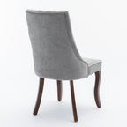 Rayon Cloth Flocking Linen Dining Chairs Channel Kitchen Dinner Chair Comfy Fabric Upholstered Accent Chair for Dining Room with Curved Solid Wood Legs,Set of 2 (Gray), SW1847GY - Grand Goldman Shop