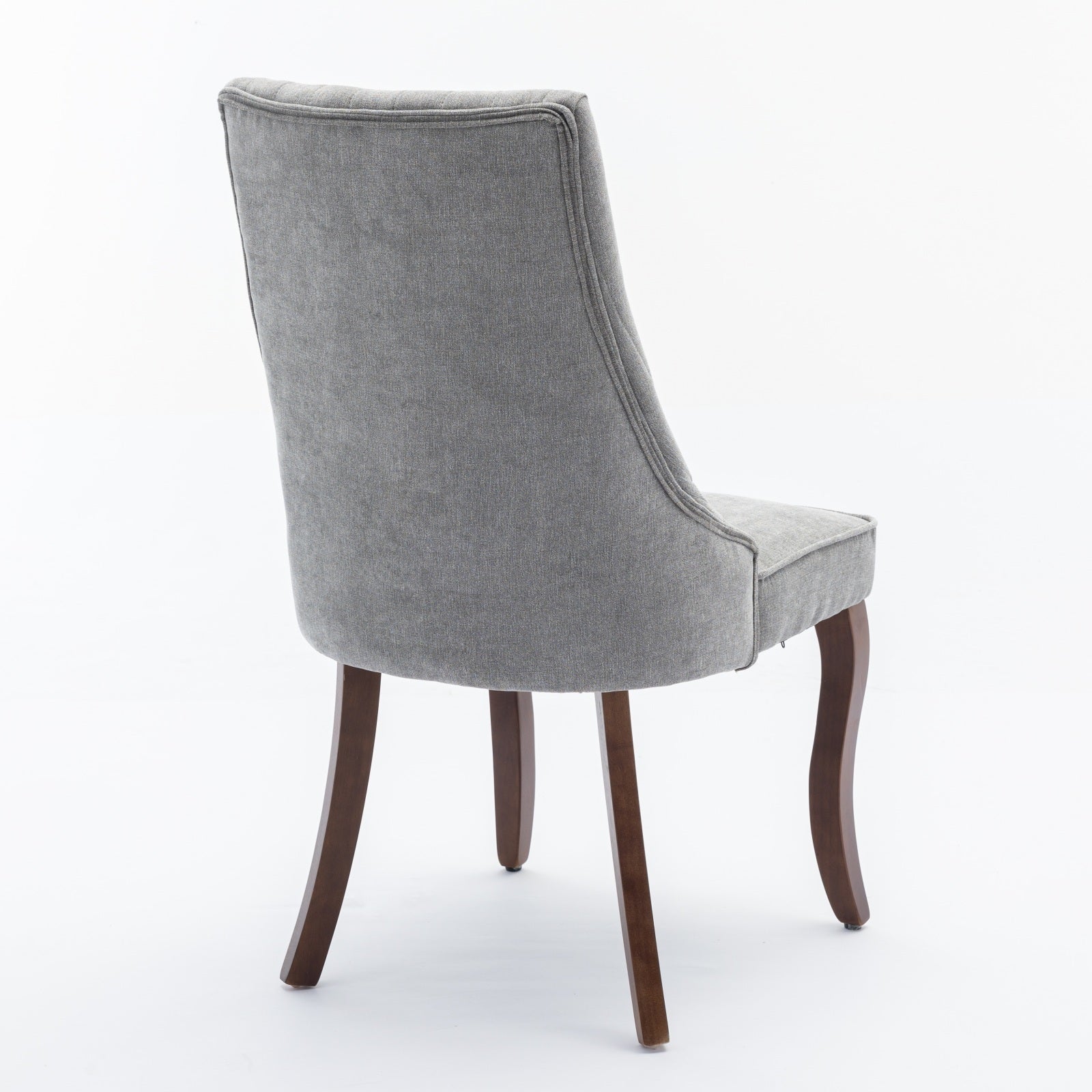 Rayon Cloth Flocking Linen Dining Chairs Channel Kitchen Dinner Chair Comfy Fabric Upholstered Accent Chair for Dining Room with Curved Solid Wood Legs,Set of 2 (Gray), SW1847GY - Grand Goldman Shop