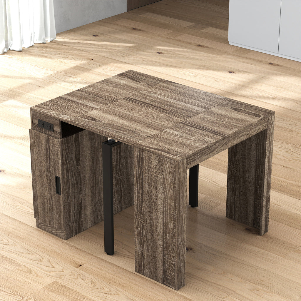 Modern Multifunctional Extendable Dining Table with Outlet, Space Saving Expanding Table with Storage for Party, Weddings, Meetings, Celebrations - Grand Goldman Shop