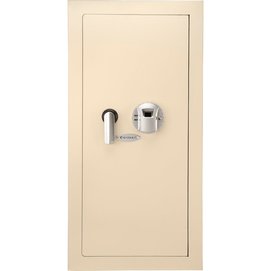 Biometric Wall Safe with 120-Fingerprint Module, Beige Steel, 0.82 Cubic Ft | Premium Home Decor - Grand Goldman