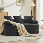 Curved Loveseat, Small Chenille Sofa with 3 Pillows, Deep Seat Couch for Apartment, Living Room, No Assembly Needed - Grand Goldman Shop