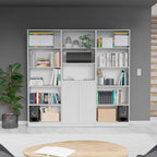Lecanto 3 Piece Home Bookcase set, 74' Wide with 13 Shelves and 2-door Cabinet ,  Living Room Set  White | Premium Home Decor